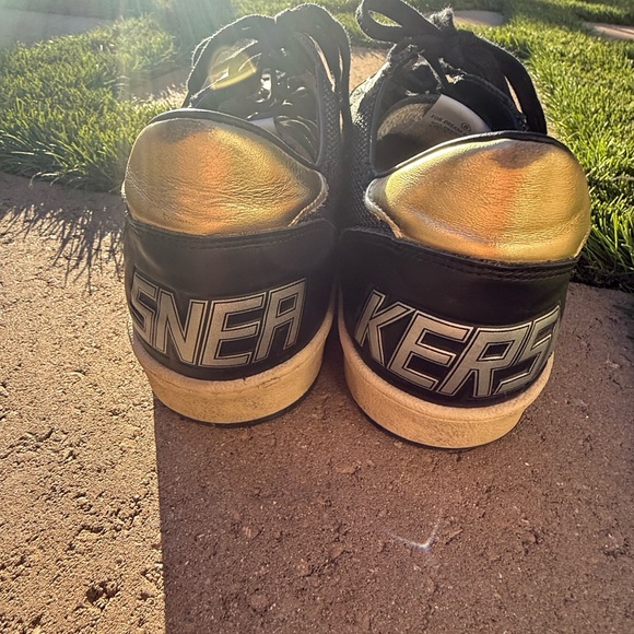 Authentic Black Gold Men's Golden Goose GGDB ballstar Sneakers leopard leather - Picture 8 of 14